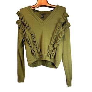 Forever 21 Green Ruffle Sweater